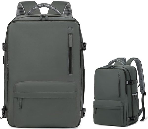 Travel Backpack,Travel Laptop Backpack with USB Charging Port，Suitable for travel, business trips, outdoor etc (Dark green)