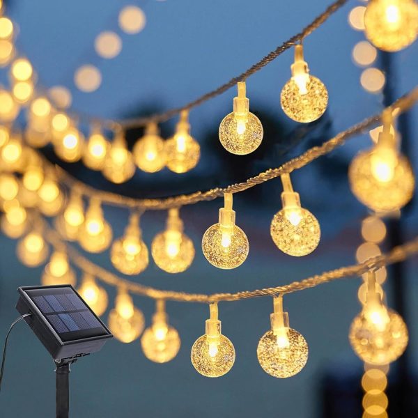 Solar String Lights Outdoor, 15ft Globe String Lights with 25 Globes Bulbs, IP65 Waterproof Solar Powered Patio Lights for Garden Yard Porch Wedding Party Decor