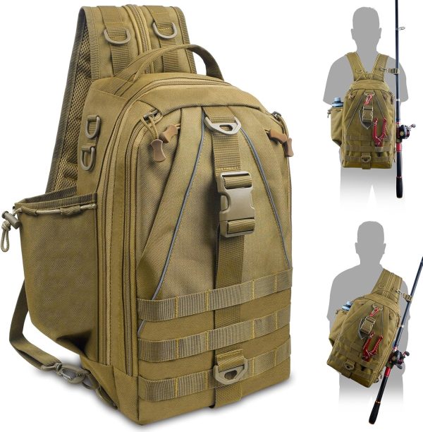 Fishing Backpack Outdoor Waterproof Lightweight Fishing Gear Tackle Box Storage Bag Tackle Backpack with Rod Holder, Versatile Bag for Hiking Hunting, Gifts for Men, Size Standard